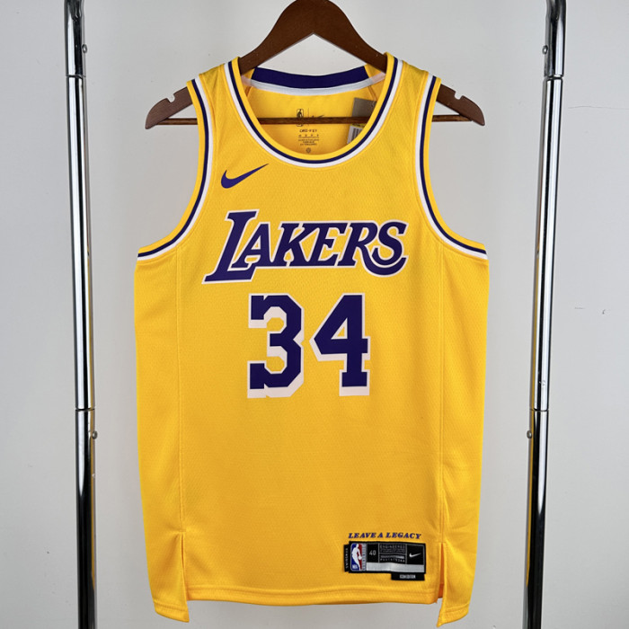 22-23 LAKERS O'NEAL #34 Yellow Top Quality Hot Pressing NBA Jersey(圆领)