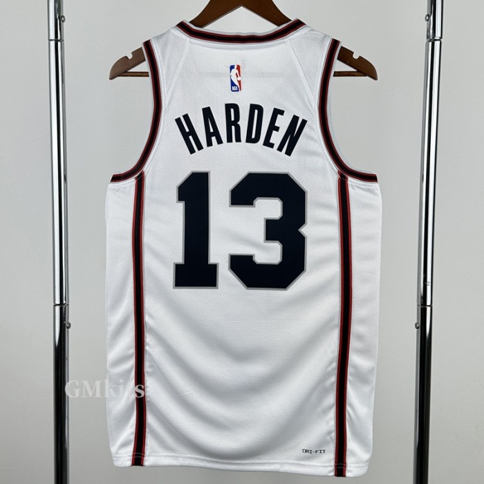 24-25 ROCKETS HARDEN #13 White City Edition Top Quality Hot Pressing NBA Jersey