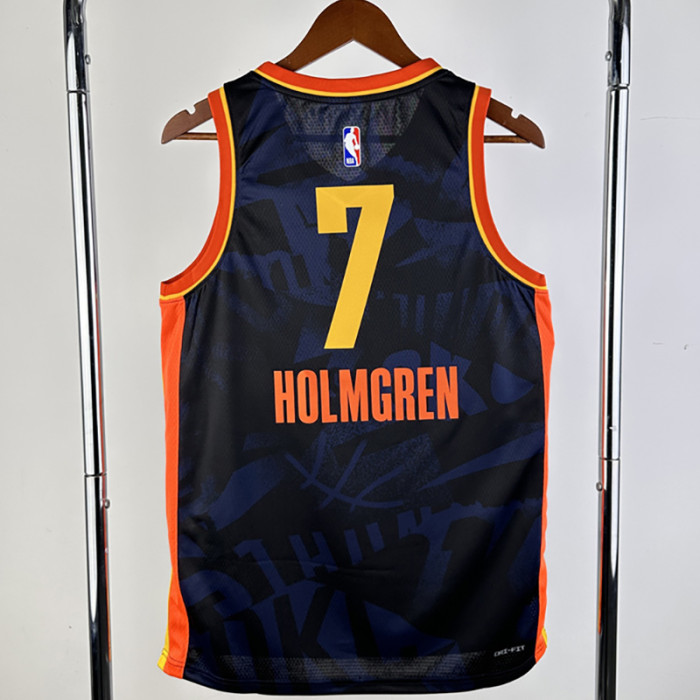 23-24 OKC Thunder HOLMGREN #7 Dark Blue City Edition Top Quality Hot Pressing NBA Jersey