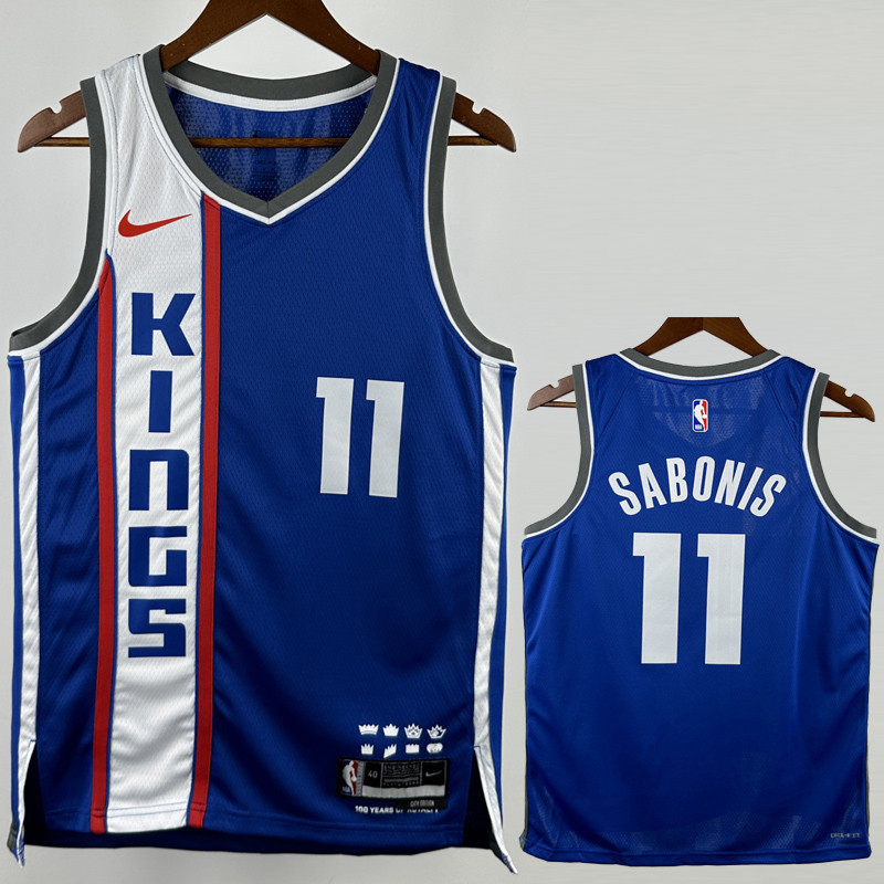23-24 Kings SABONIS #11 Blue City Edition Top Quality Hot Pressing NBA Jersey