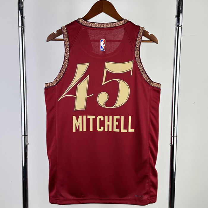 23-24 Cleveland Cavaliers MITCHLL #45 Red City Edition Top Quality Hot Pressing NBA Jersey