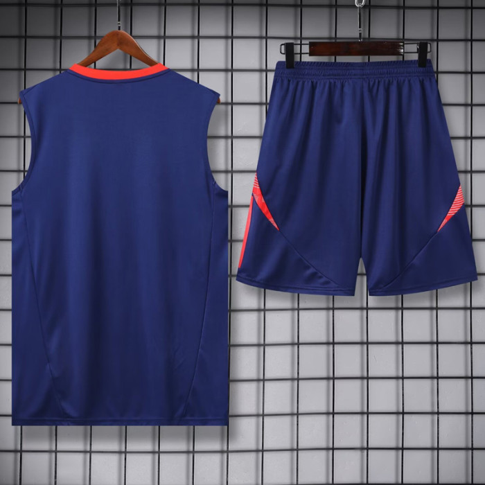 2024 AD Royal blue Tank top and shorts suit