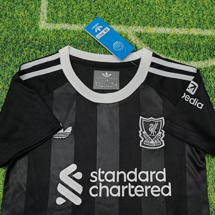 25-26 LIV Black GoalKeeper Kids Soccer Jersey
