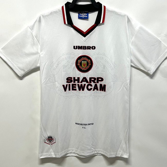 1996-1997 Man Utd Away White Retro Soccer Jersey