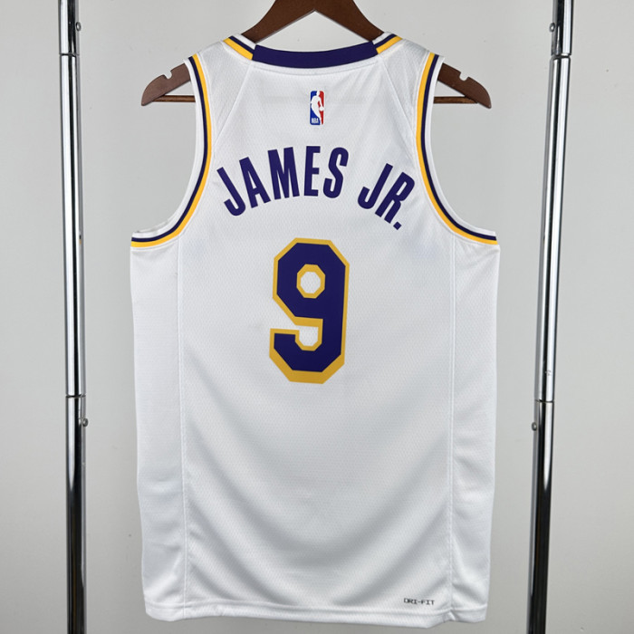 22-23 Lakers JAMES JR. #9 White Top Quality Hot Pressing NBA Jersey(圆领)