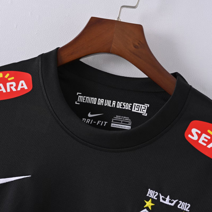 2012-2013 Santos FC Black Retro Soccer Jersey