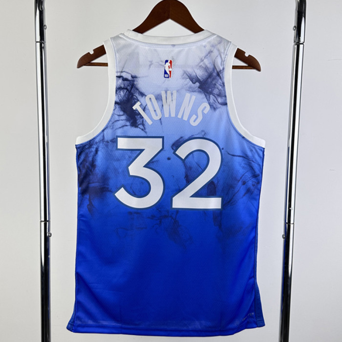 23-24 Timberwolves TOWNS #32 Blue City Edition Top Quality Hot Pressing NBA Jersey