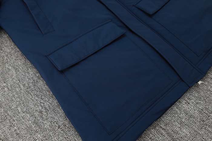 24-25 Dortmund Royal Blue Hooded Windbreaker Fabric Cotton Coat #G252