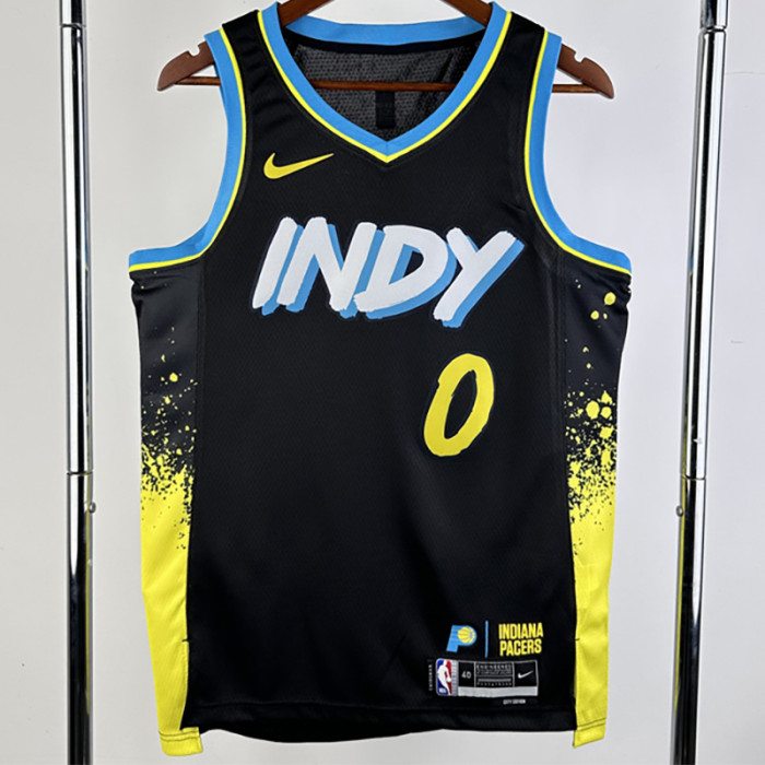 23-24 Indiana Pacers HALLBURTON #0 Black City Edition Top Quality Hot Pressing NBA Jersey