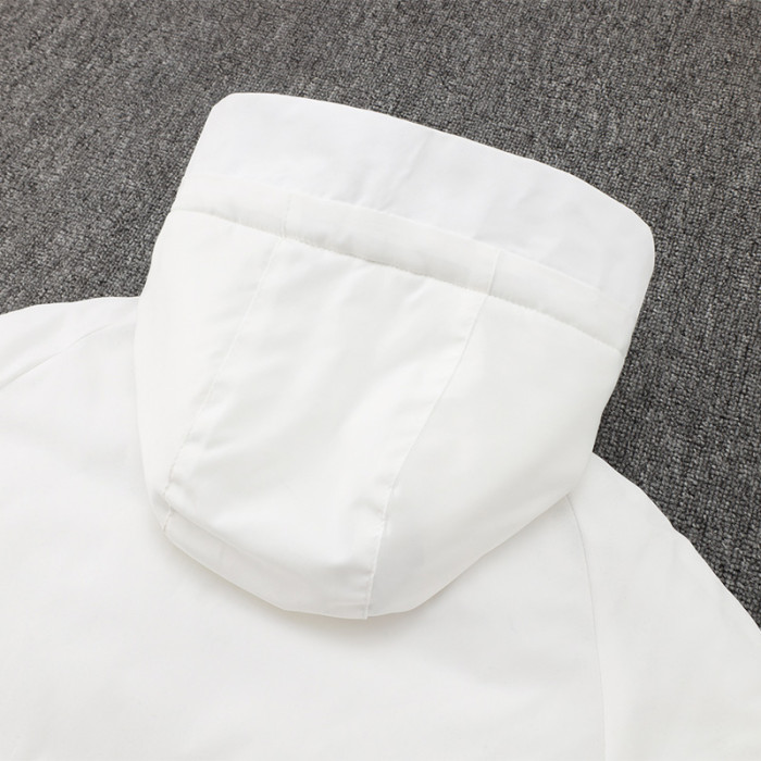 24-25 Germany White Hooded Windbreaker Fabric Cotton Coat #G202