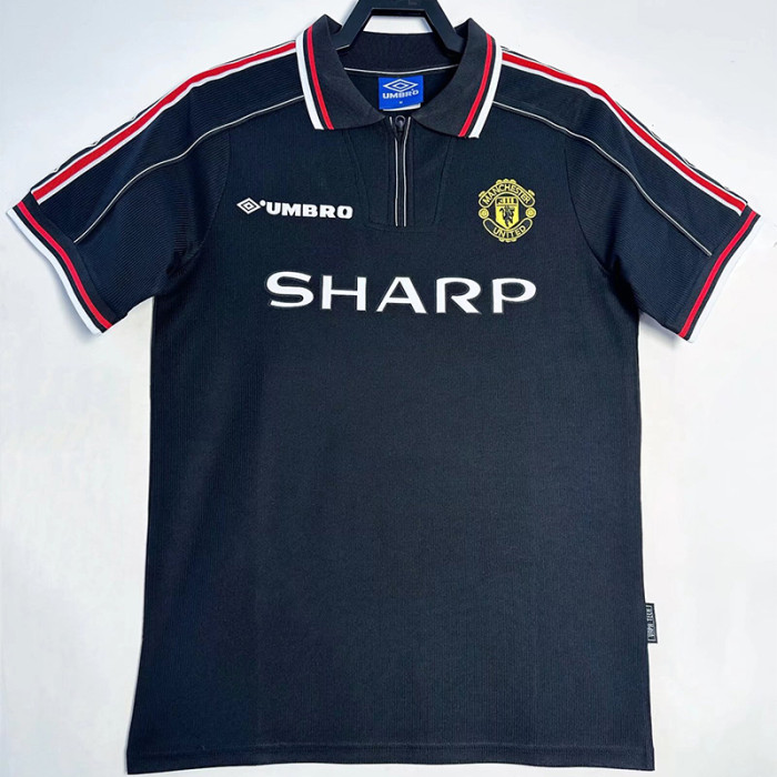 1998-1999 Man Utd Black Retro Soccer Jersey