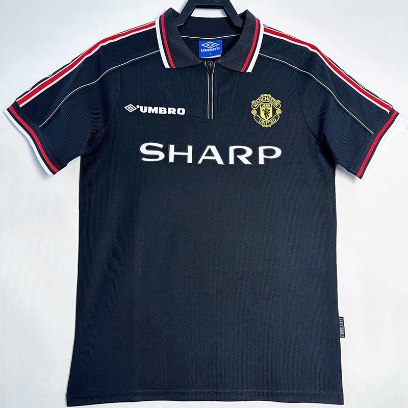 1998-1999 Man Utd Black Retro Soccer Jersey