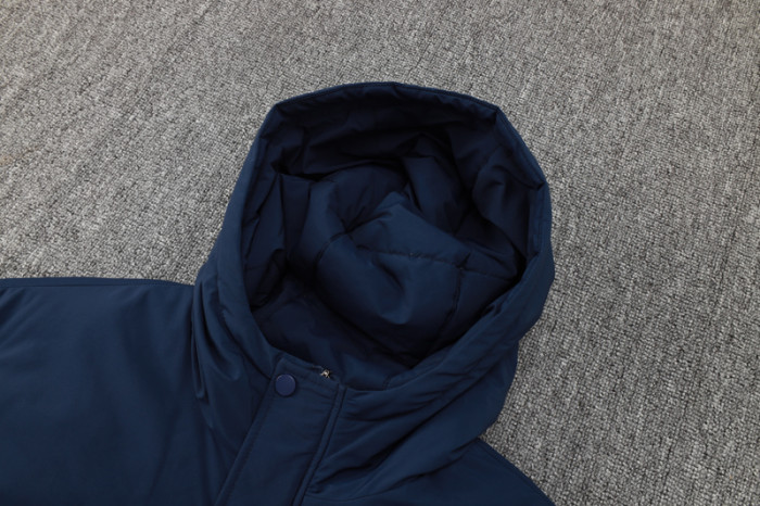 24-25 Dortmund Royal Blue Hooded Windbreaker Fabric Cotton Coat #G252