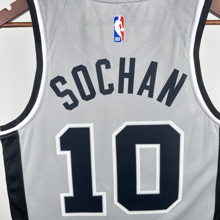 20-21 SA Spurs SOCHAN #10 Grey Top Quality Hot Pressing NBA Jersey (Trapeze Edition) 飞人版