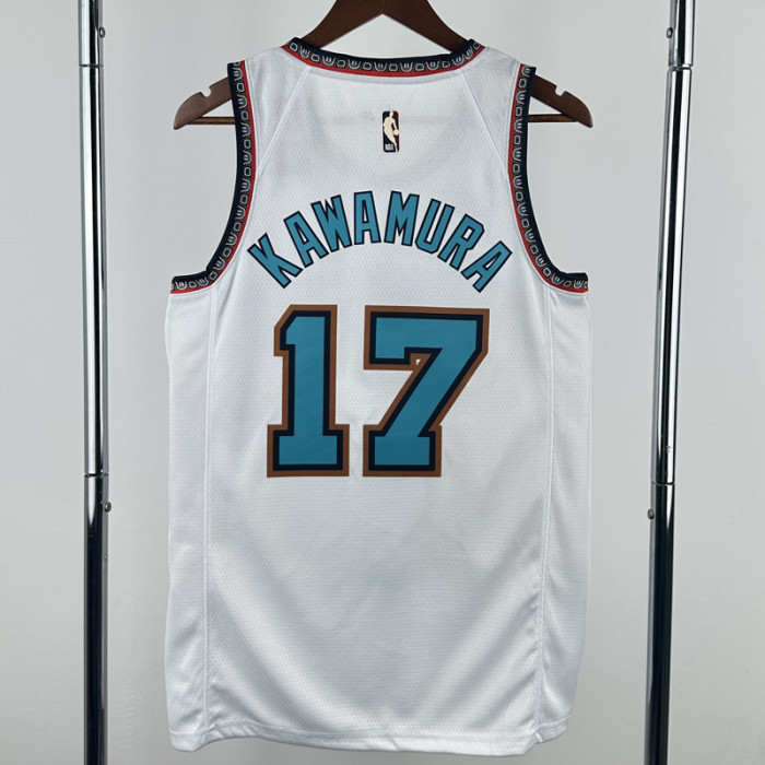 24-25 Grizzlies KAWAMURA #17 White Retro Top Quality Hot Pressing NBA Jersey