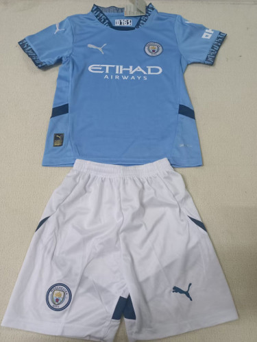 24-25 Man City Home Kids Soccer Jersey