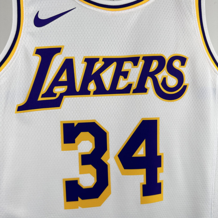 22-23 LAKERS O'NEAL #34 White Top Quality Hot Pressing NBA Jersey(圆领)