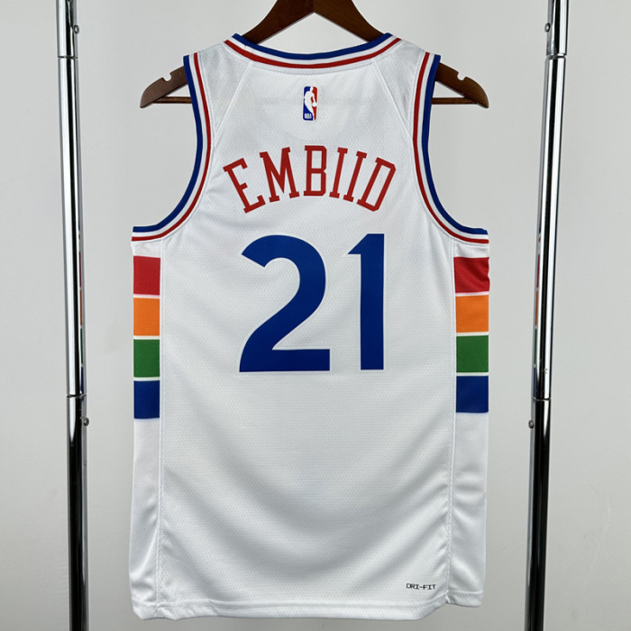 24-25 76ERS EMBIID #21 White City Edition Top Quality Hot Pressing NBA Jersey