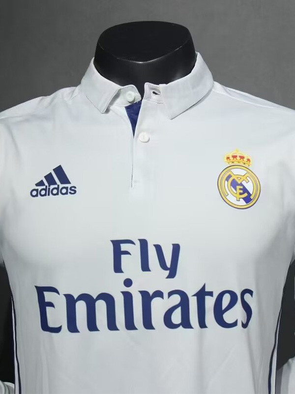 2016-2017 RMA Home Player Version Long Sleeve Retro Soccer Jersey（ 长袖球员）