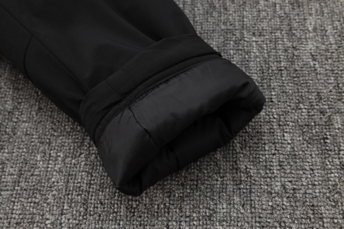 24-25 Napoli Black Hooded Windbreaker Fabric Cotton Coat #G237