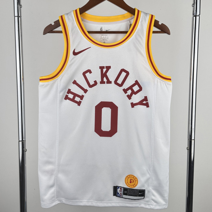 2019-20 Indiana Pacers HALIBURTON #0 White Retro Top Quality Hot Pressing NBA Jersey