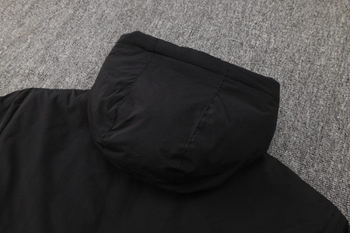 24-25 Man City Black Hooded Windbreaker Fabric Cotton Coat #G242(绿彪标)