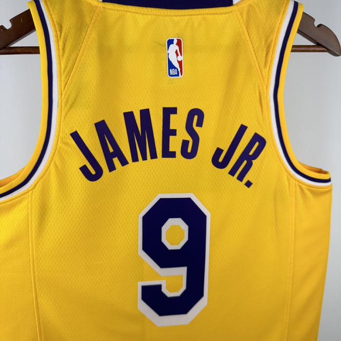 22-23 Lakers JAMES JR. #9 Yellow Top Quality Hot Pressing NBA Jersey(圆领)