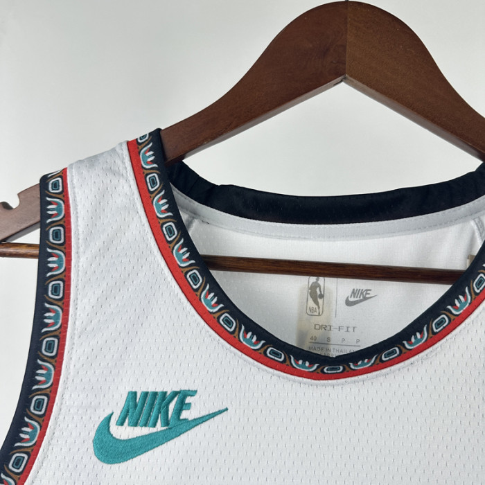 24-25 Grizzlies MORANT #12 White Retro Top Quality Hot Pressing NBA Jersey