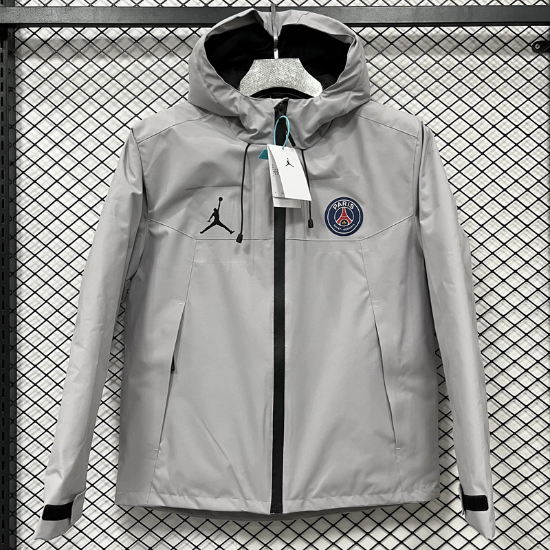 24-25 PSG Jordan Cotton Thickened warm Grey Outdoor Jackets #A805加棉冲锋衣