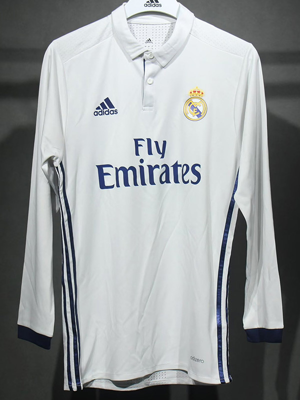 2016-2017 RMA Home Player Version Long Sleeve Retro Soccer Jersey（ 长袖球员）