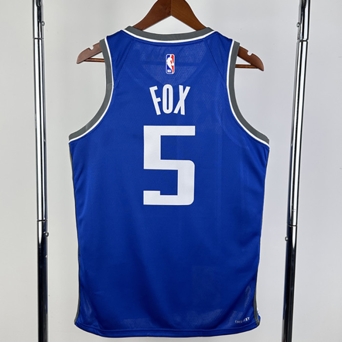 23-24 Kings FOX #5 Blue City Edition Top Quality Hot Pressing NBA Jersey