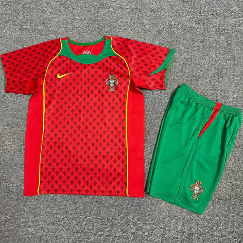 2004 Portugal Home Kids Retro Soccer Jersey