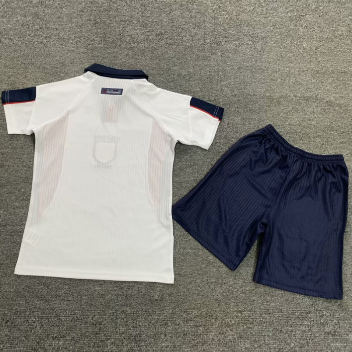 1998 England Home Kids Retro Soccer Jersey