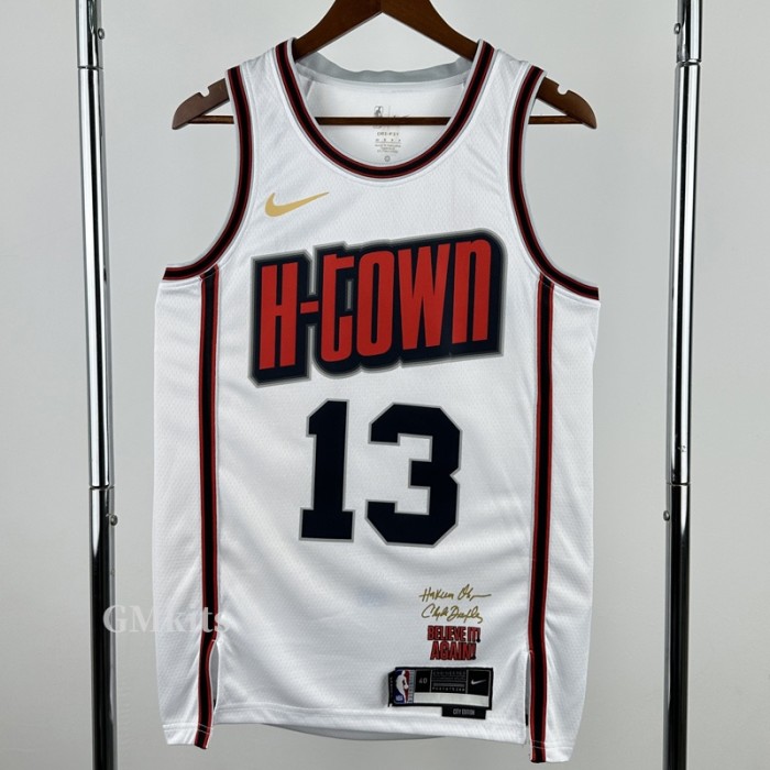 24-25 ROCKETS HARDEN #13 White City Edition Top Quality Hot Pressing NBA Jersey