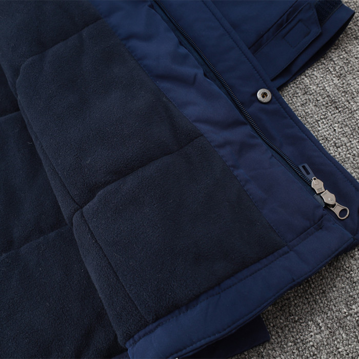 24-25 Man Utd Royal Blue Hooded Windbreaker Fabric Cotton Coat #G220