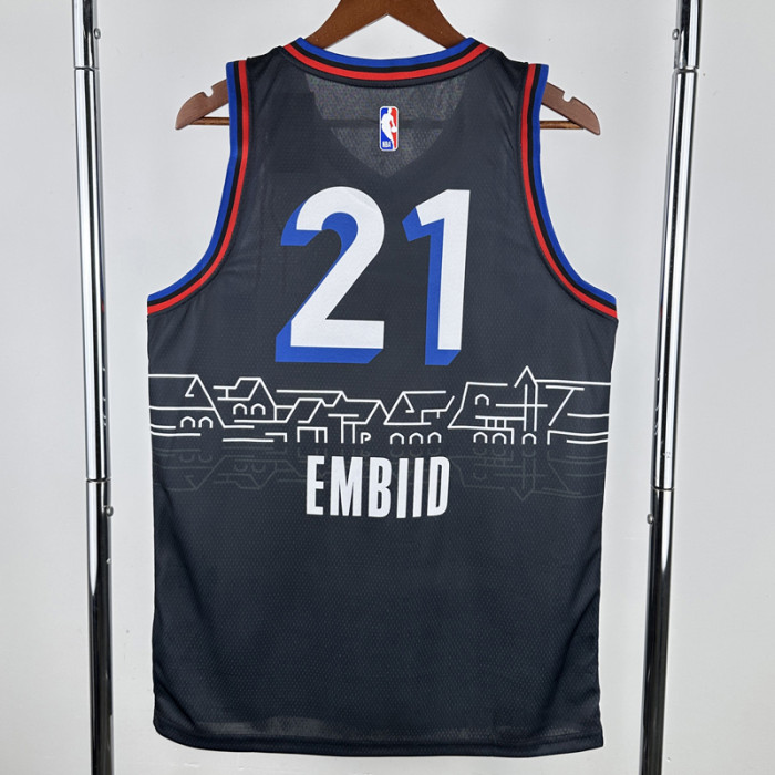 20-21 76ERS EMBIID #21 Black City Edition Top Quality Hot Pressing NBA Jersey