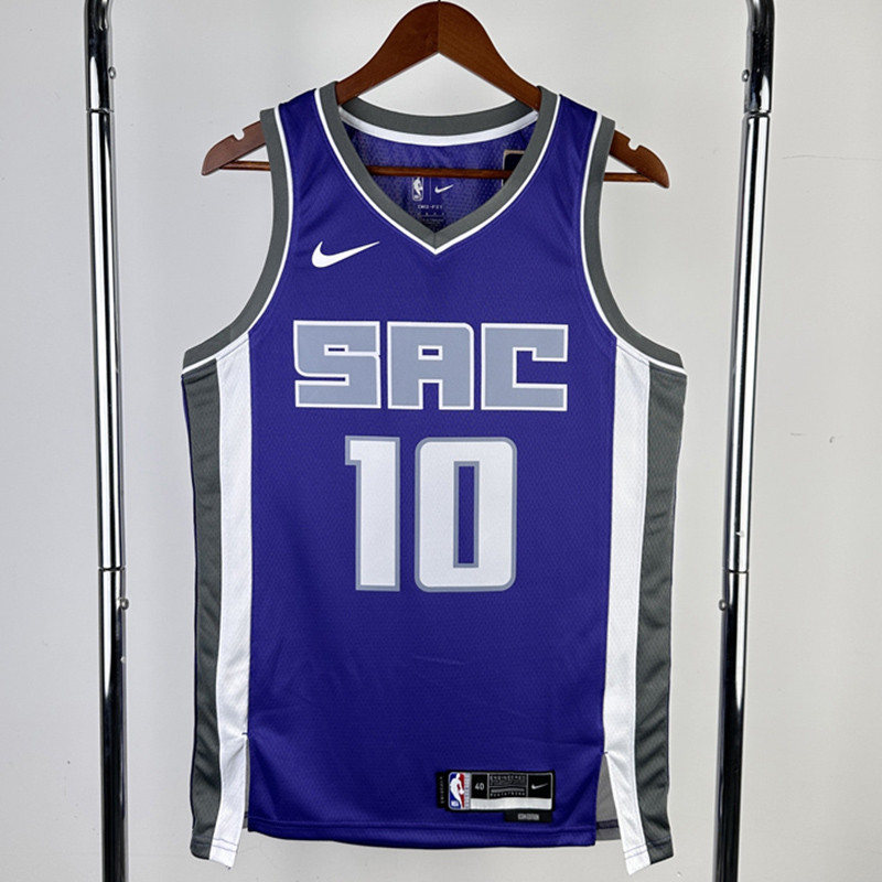 22-23 KINGS SABONIS #10 Purple Away Top Quality Hot Pressing NBA Jersey(V领）