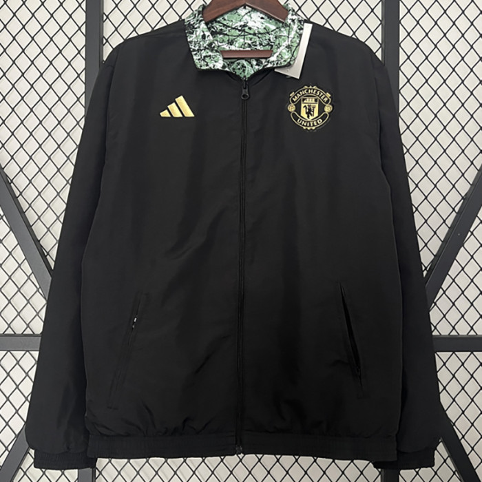 2024 Man Utd Black & Green Double Sided Windbreaker (双面风衣)