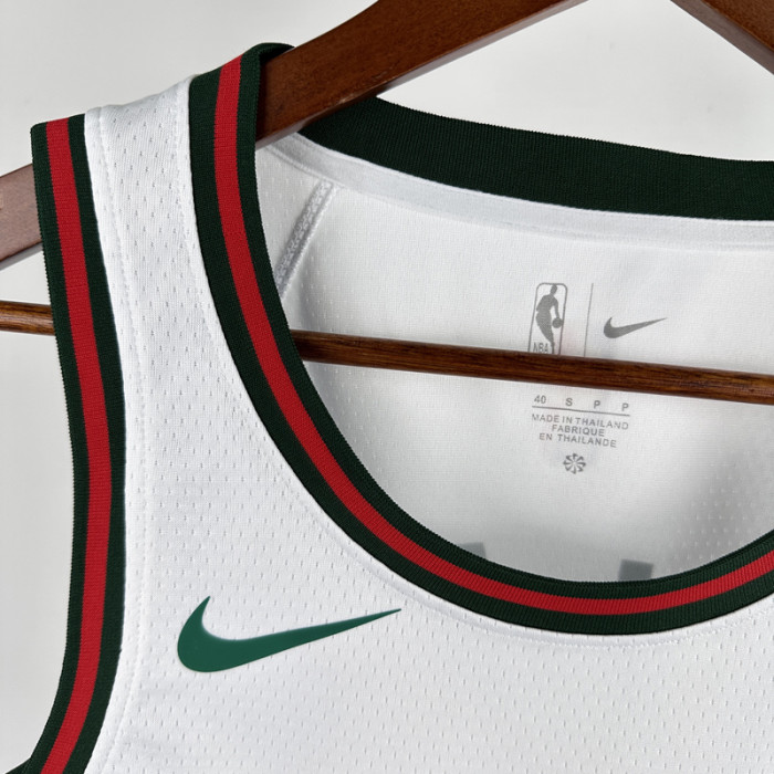 2017-18 BUCKS ANTETOKOUNMPO #34 White Retro Top Quality Hot Pressing NBA Jersey