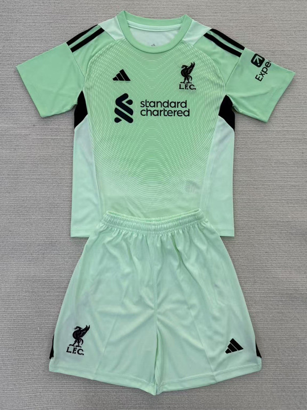 25-26 LIV Green GoalKeeper Kids Soccer Jersey