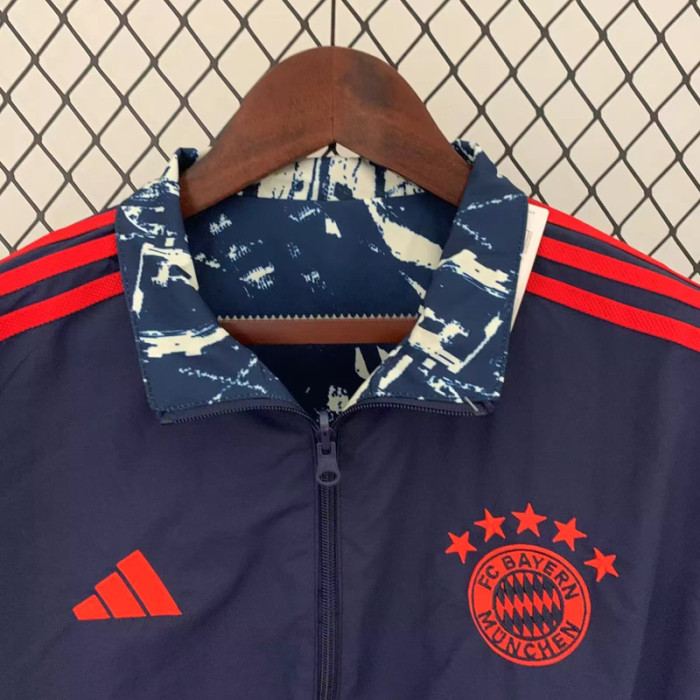 2024 Bayern Royal blue Double Sided Windbreaker (双面风衣)(刺绣)