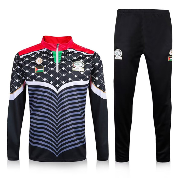 2016-2017 Palestina Black Half Pull Tracksuit (半拉链)