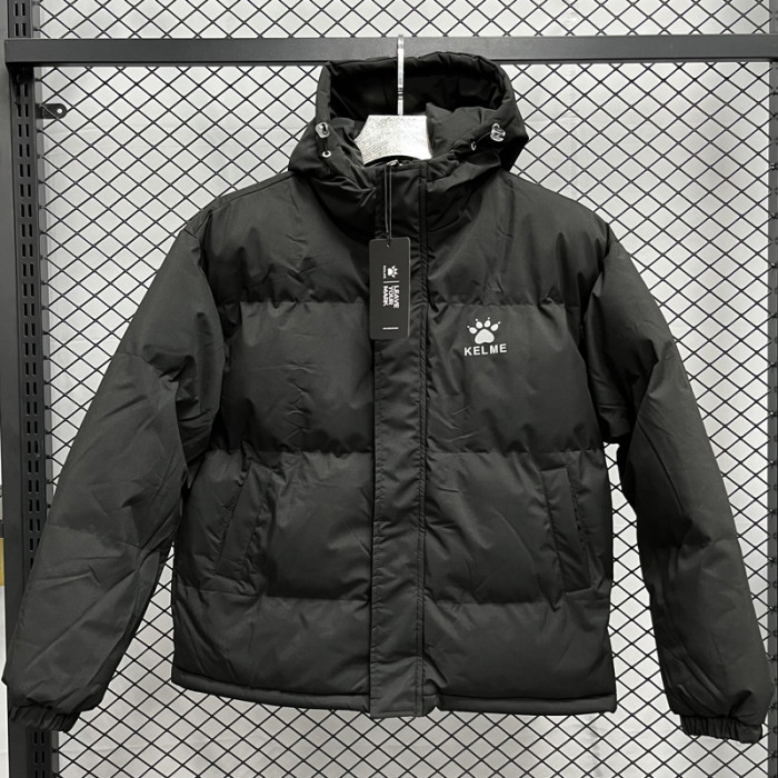 24-25 MF7 KELME Black Hooded Cotton Coat #棉衣