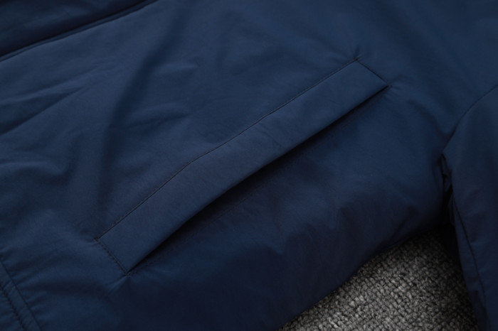 24-25 Marseille Royal Blue Hooded Windbreaker Fabric Cotton Coat #G244(橙标)