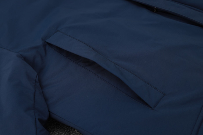 24-25 Man City Royal Blue Hooded Windbreaker Fabric Cotton Coat #G238(白绿标)