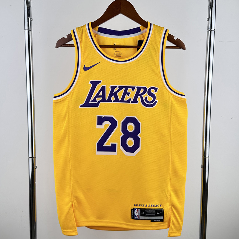 22-23 LAKERS SAKURA #28 Yellow Top Quality Hot Pressing NBA Jersey(圆领)
