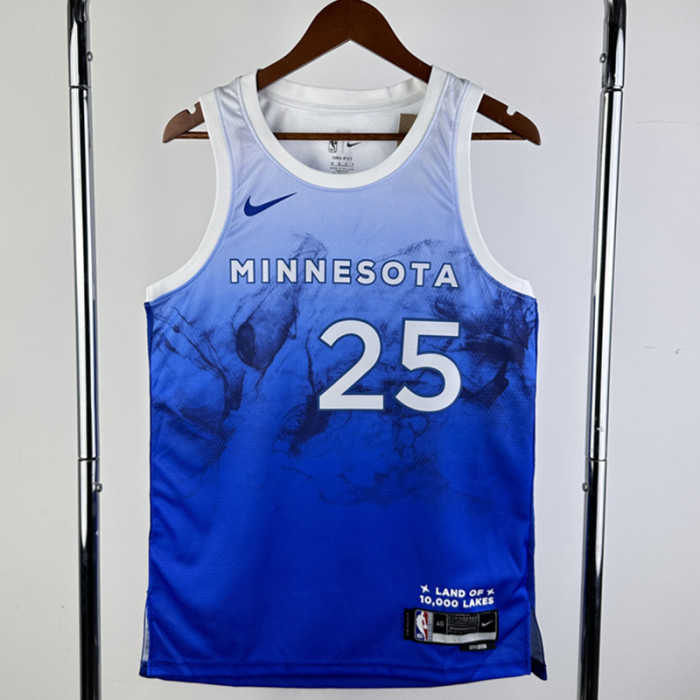 23-24 Timberwolves ROSE #25 Blue City Edition Top Quality Hot Pressing NBA Jersey