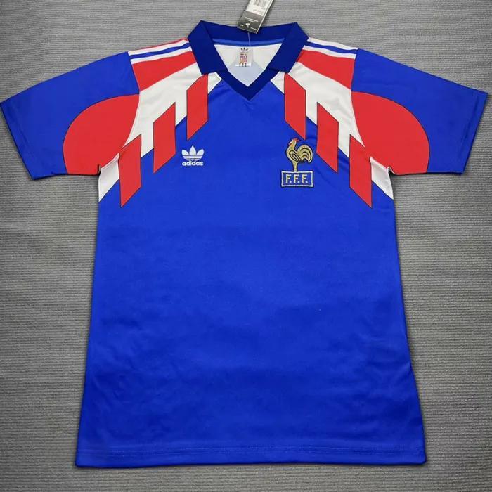 1990-1991 France Home Retro Soccer Jersey
