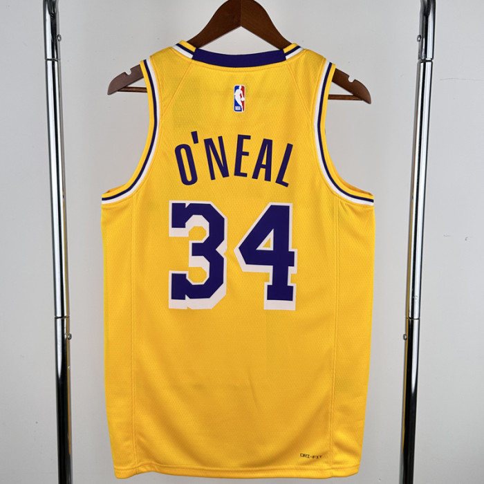 22-23 LAKERS O'NEAL #34 Yellow Top Quality Hot Pressing NBA Jersey(圆领)