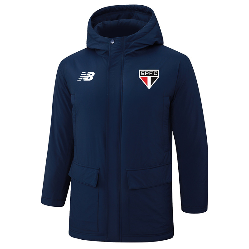24-25 Sao Paulo Royal Blue Hooded Windbreaker Fabric Cotton Coat #G259